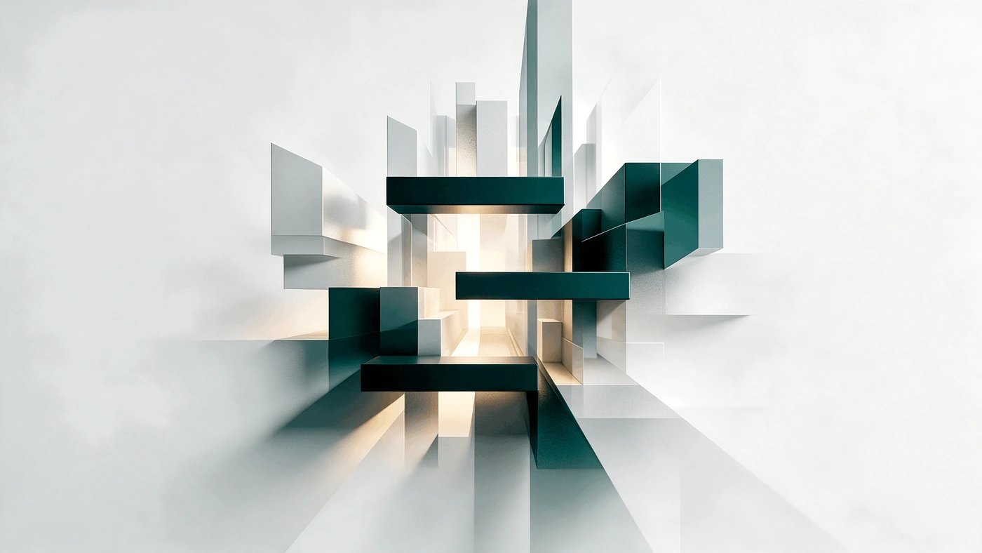 Official RISE Summit promotional artwork showing abstract architectural forms in dark teal and translucent white