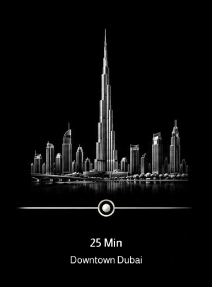 Driving distance from Dubai Islands to Downtown Dubai