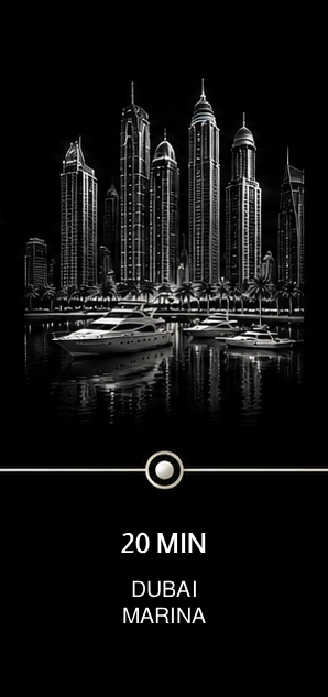 Driving distance from Jumeirah Village Circle to Dubai Marina