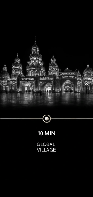 Driving distance from Majan City to Global Village